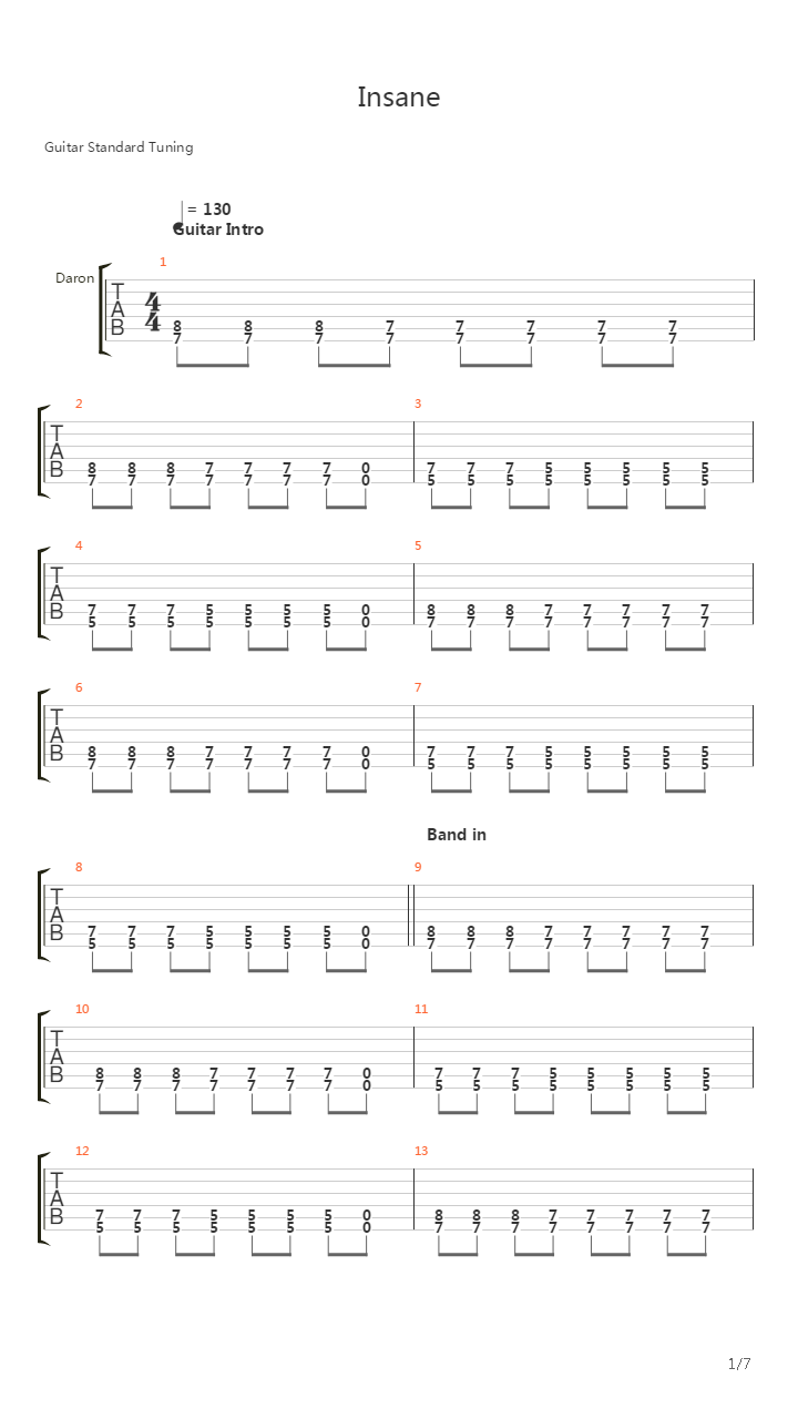 Insane吉他谱