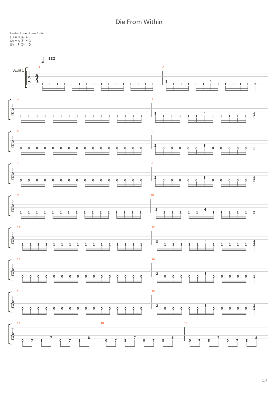 Die From Within吉他谱