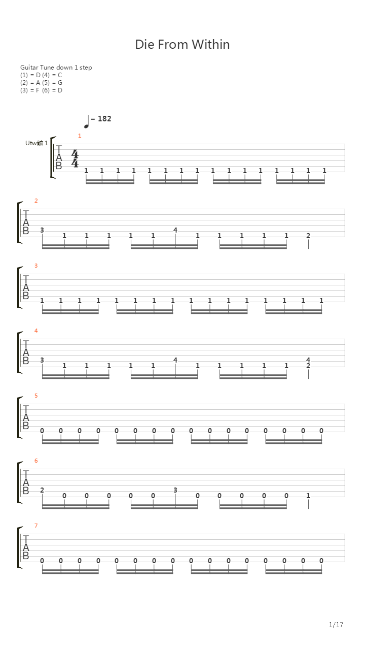 Die From Within吉他谱
