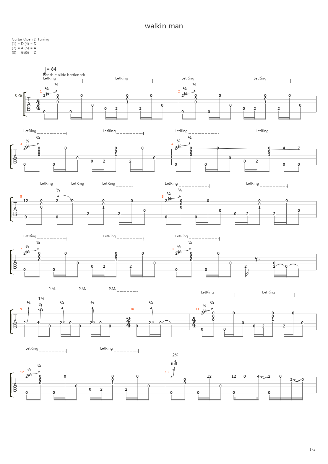 Walkin Man吉他谱