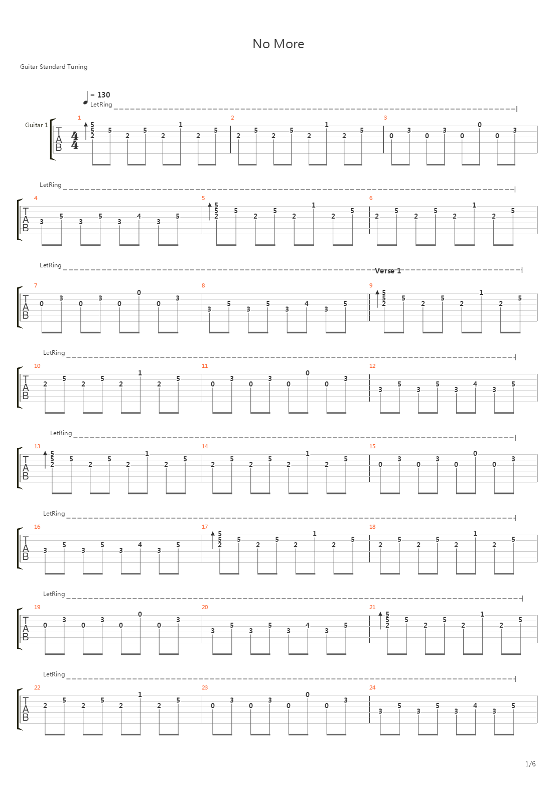 No More吉他谱