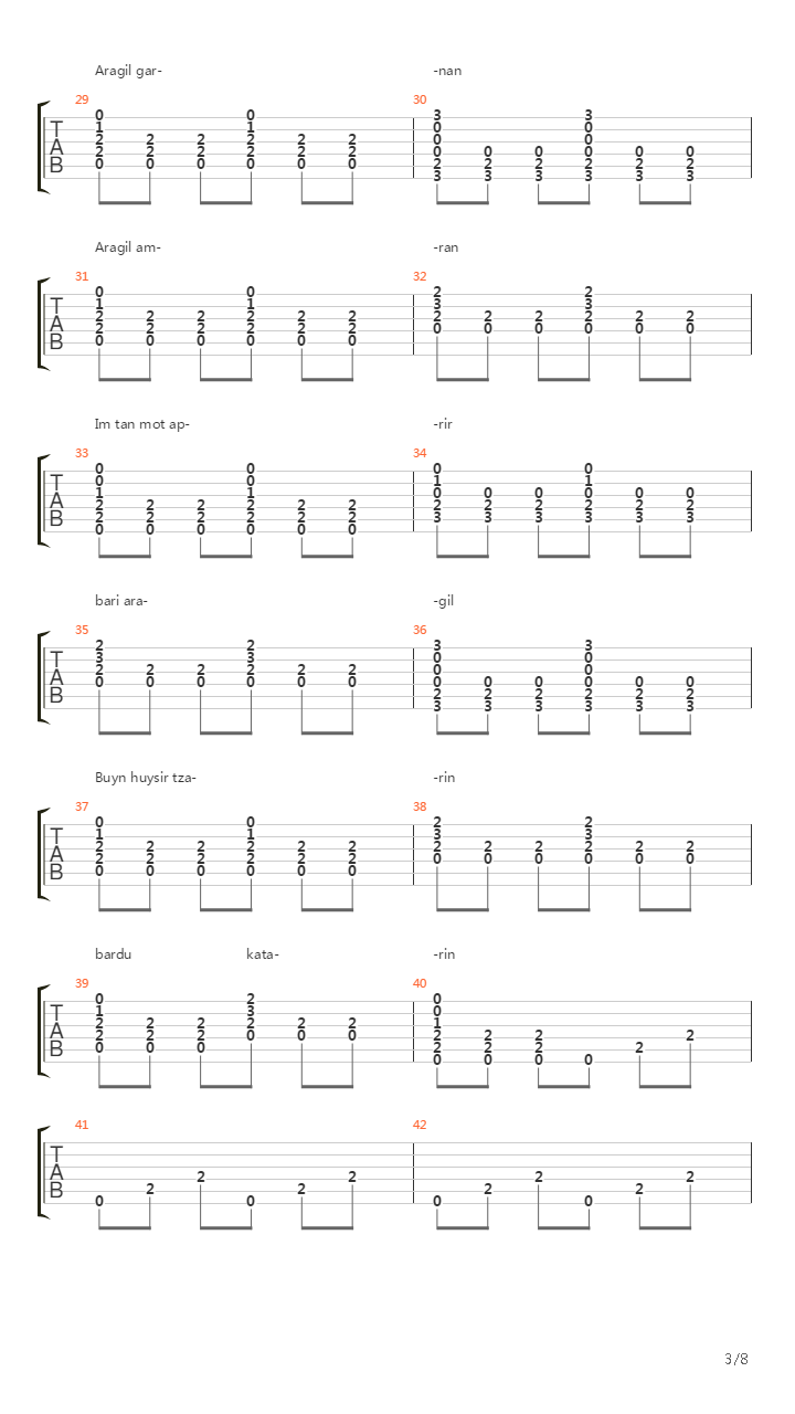 Bari Aragil吉他谱