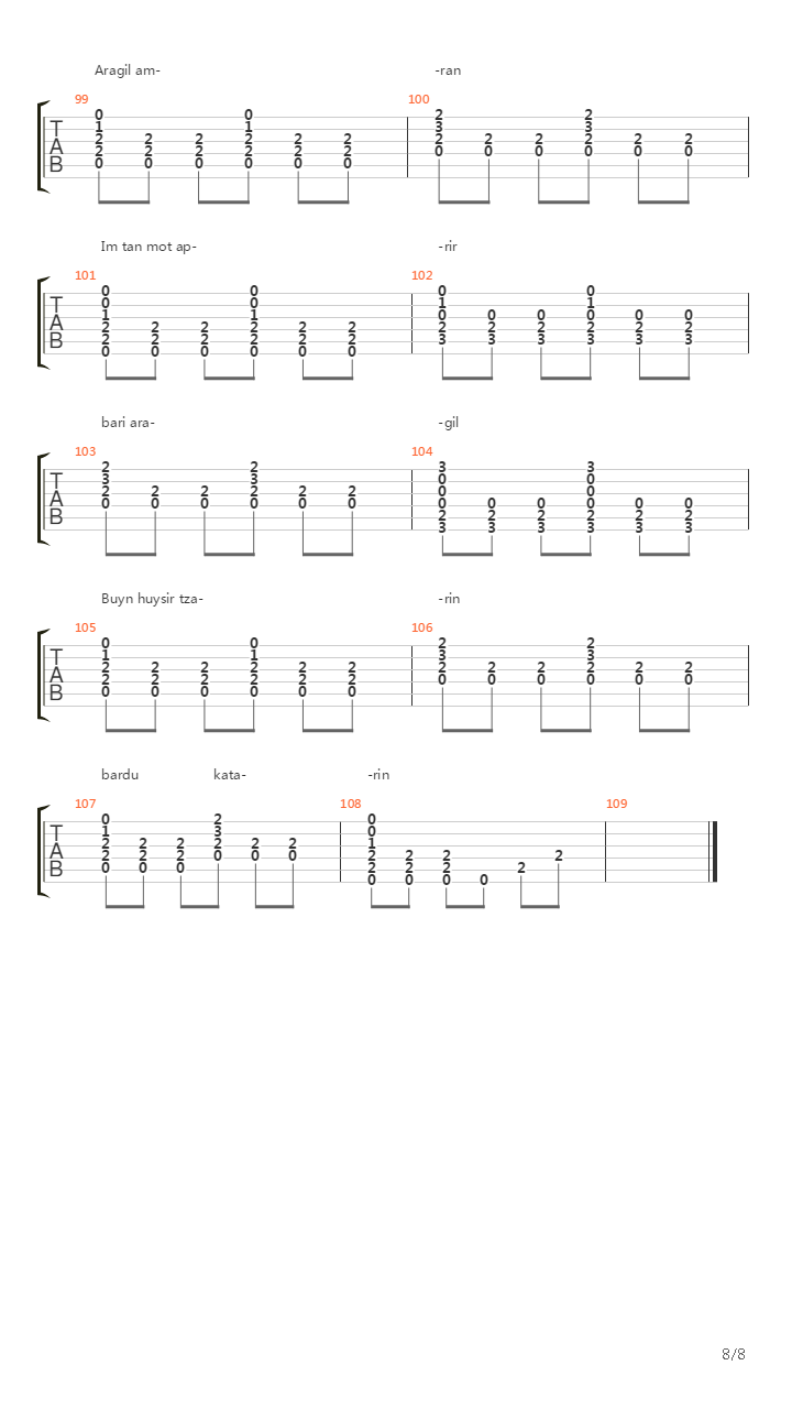 Bari Aragil吉他谱