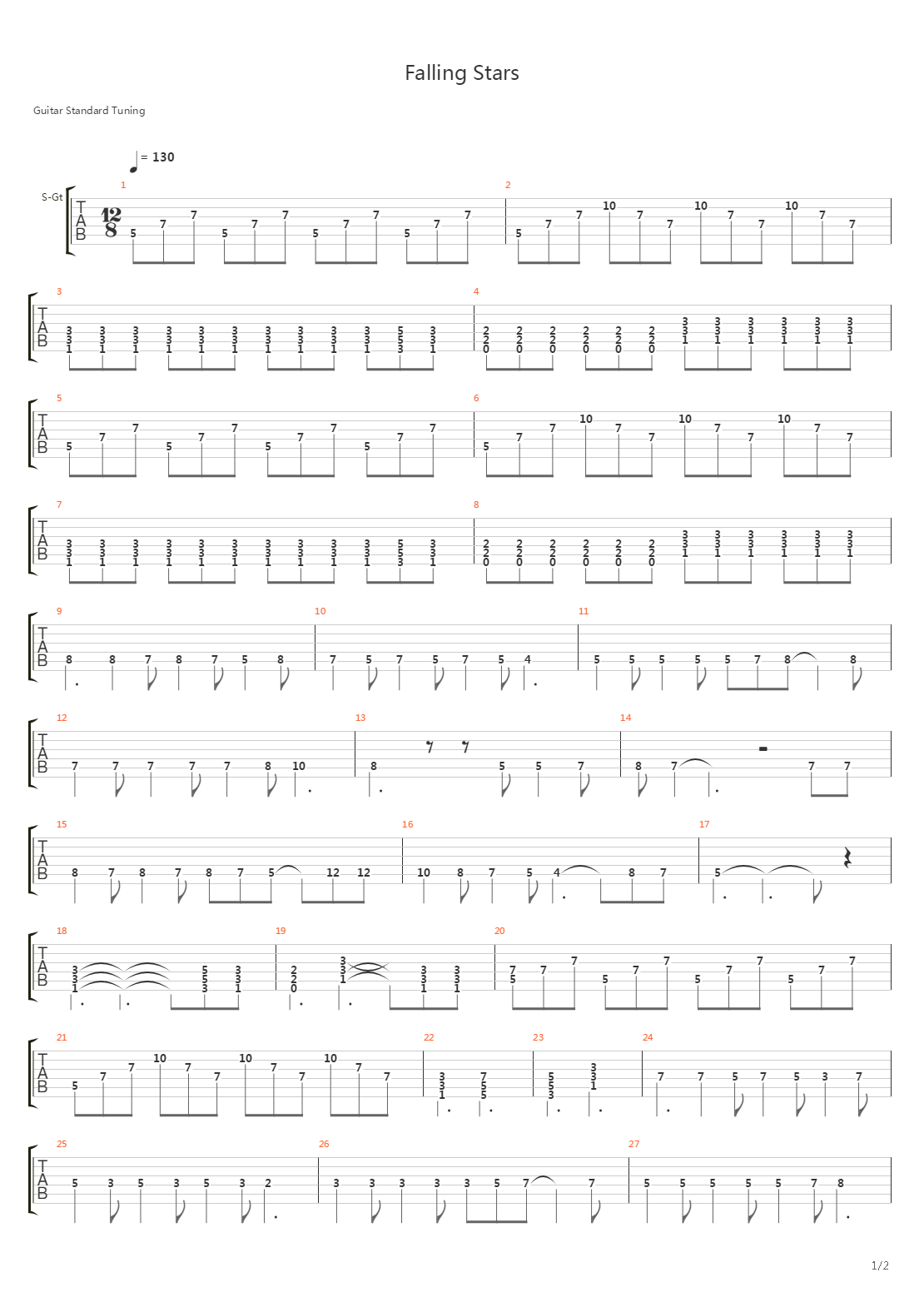 Falling Stars吉他谱