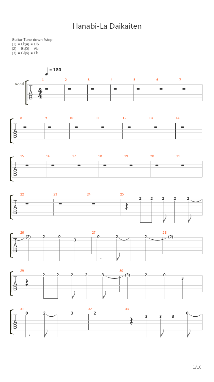 Hanabi-la Daikaiten吉他谱