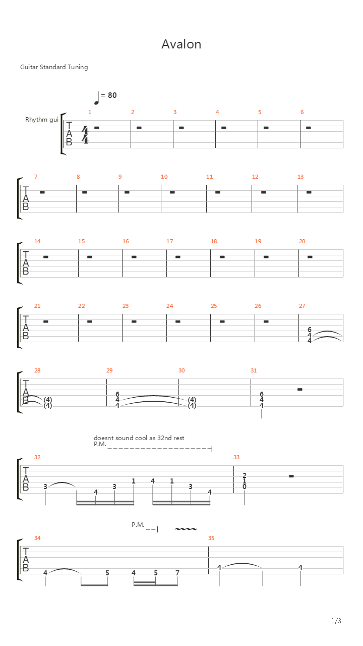 Avalon吉他谱