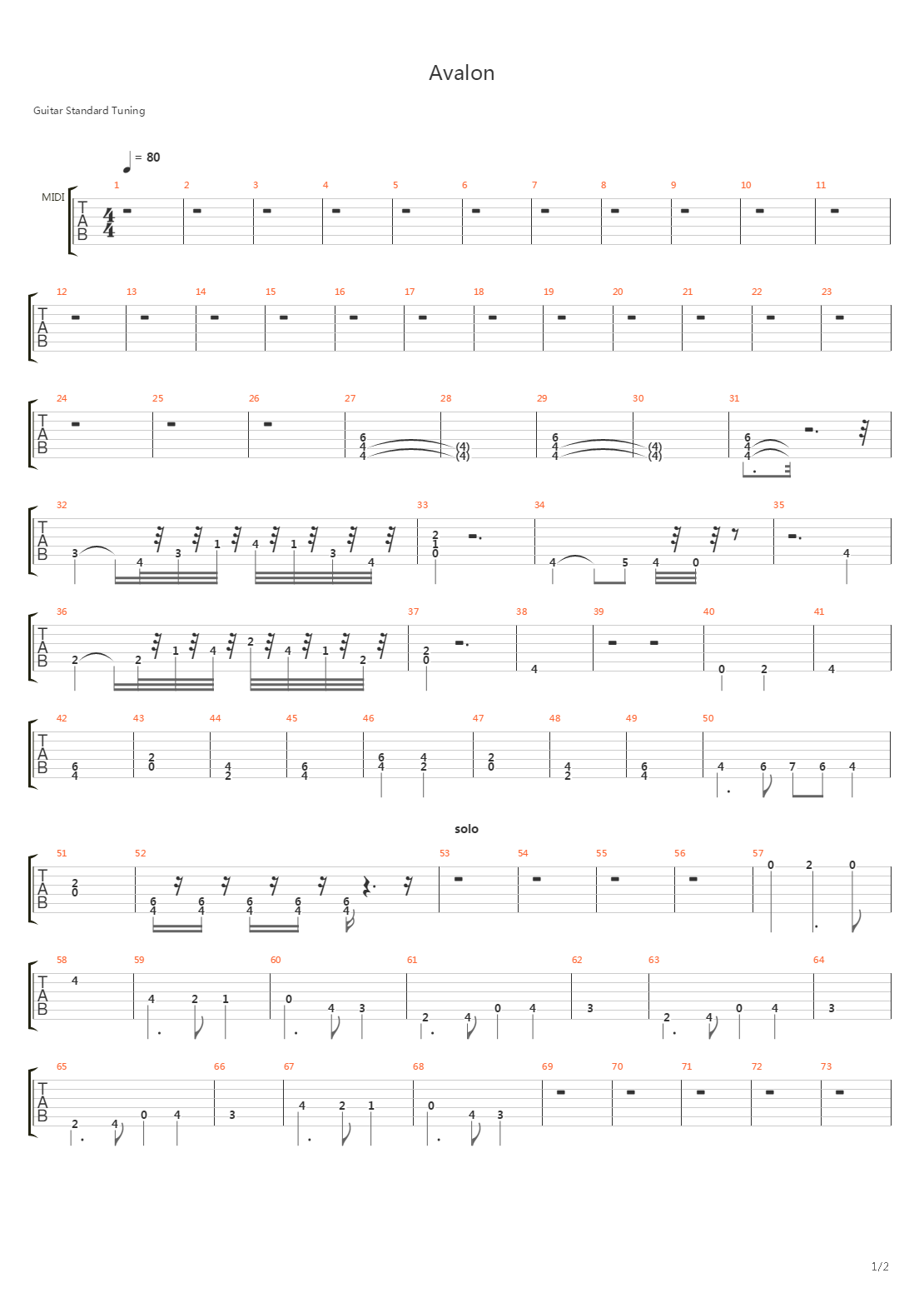 Avalon吉他谱