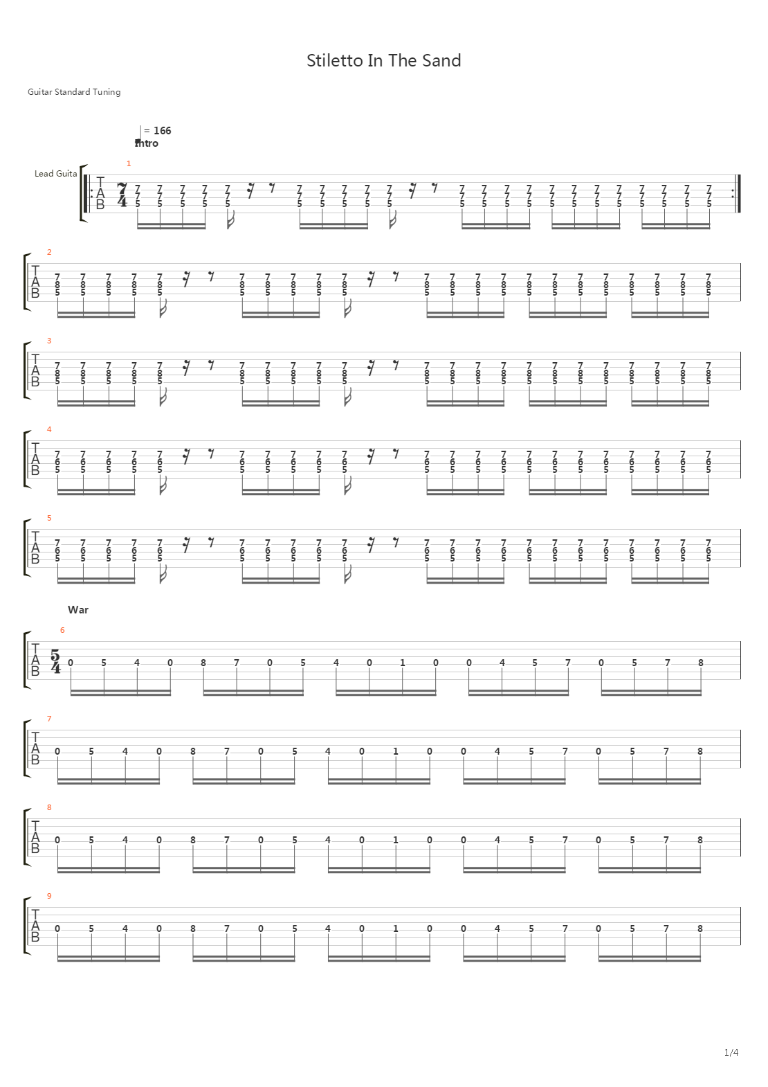 Stiletto In The Sand吉他谱