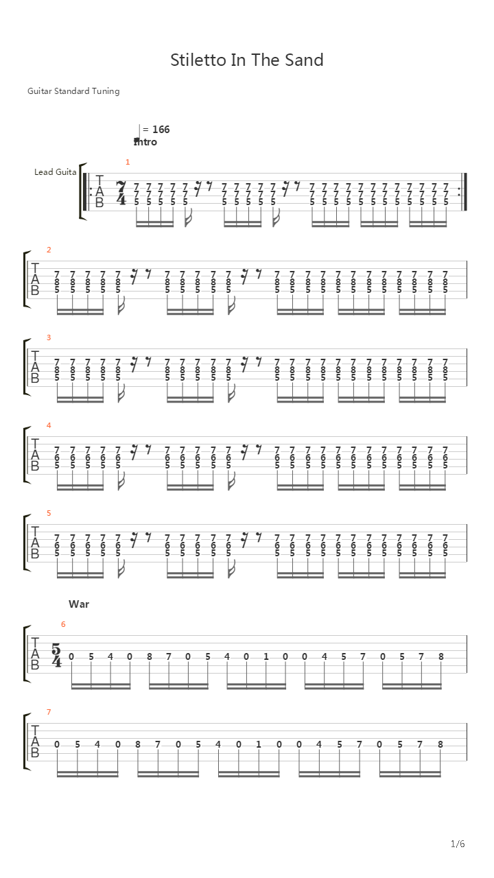 Stiletto In The Sand吉他谱
