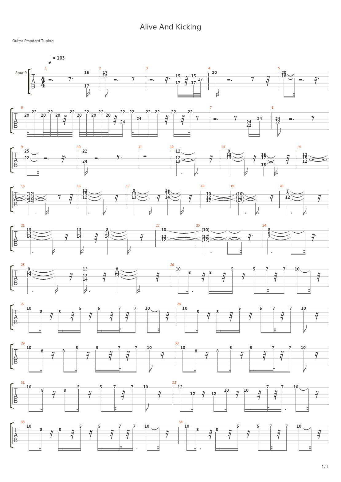 Alive And Kicking吉他谱