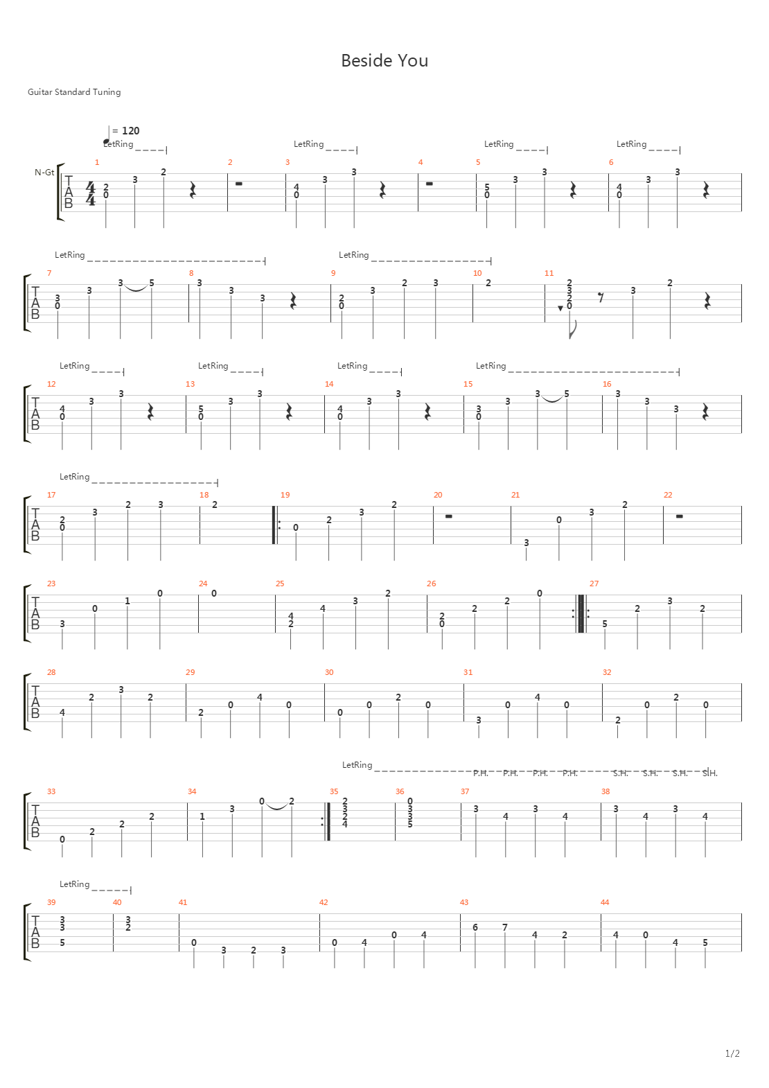 Beside You吉他谱