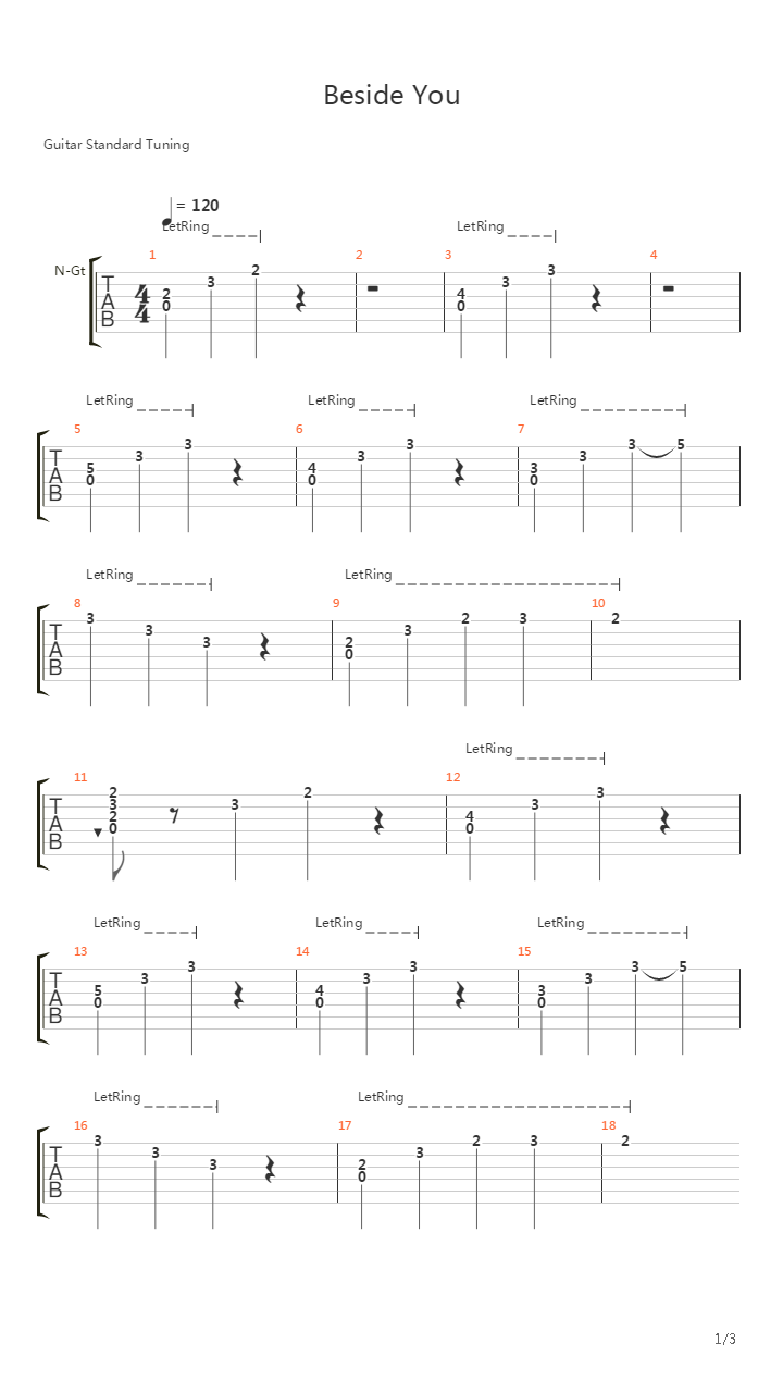 Beside You吉他谱