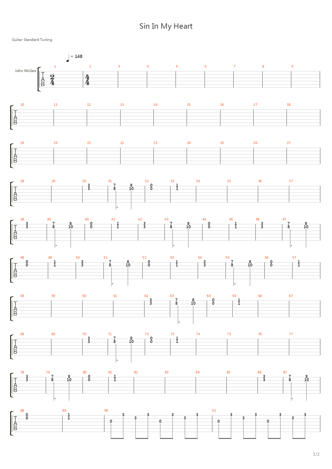Sin In My Heart吉他谱