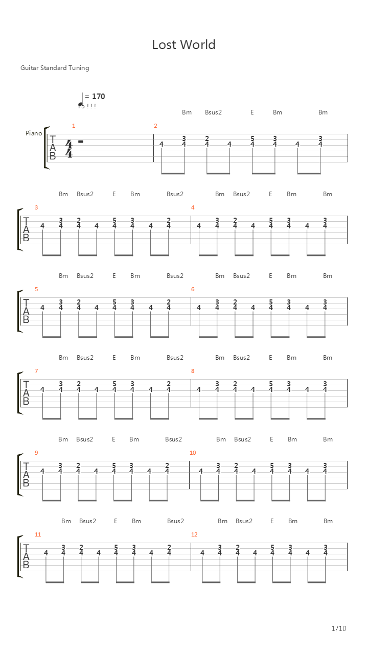 Lost World吉他谱