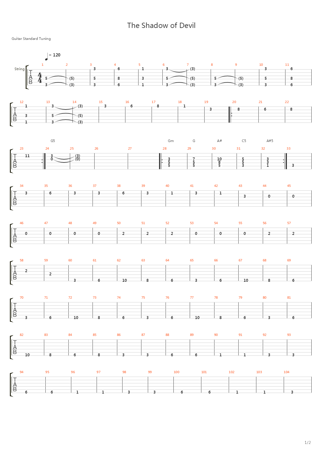 The Shadow Of Devil吉他谱