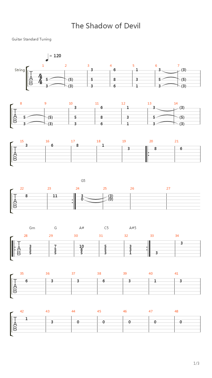 The Shadow Of Devil吉他谱