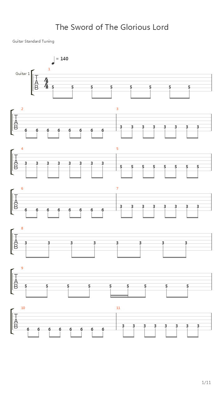 The Sword Of The Glorious Lord吉他谱