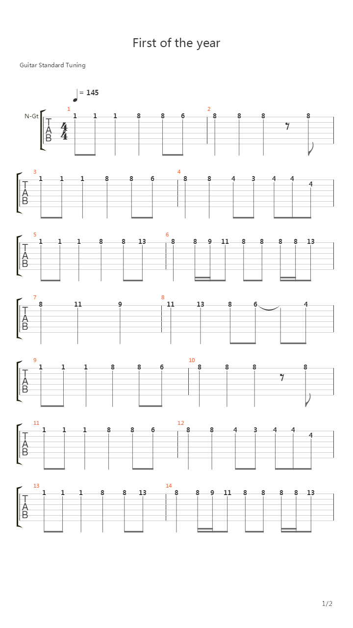 First Of the Year吉他谱
