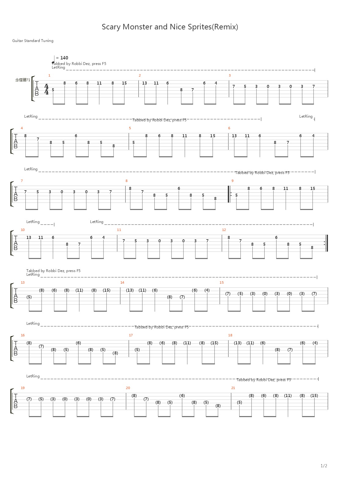 Scary Monsters And Nice Sprites吉他谱