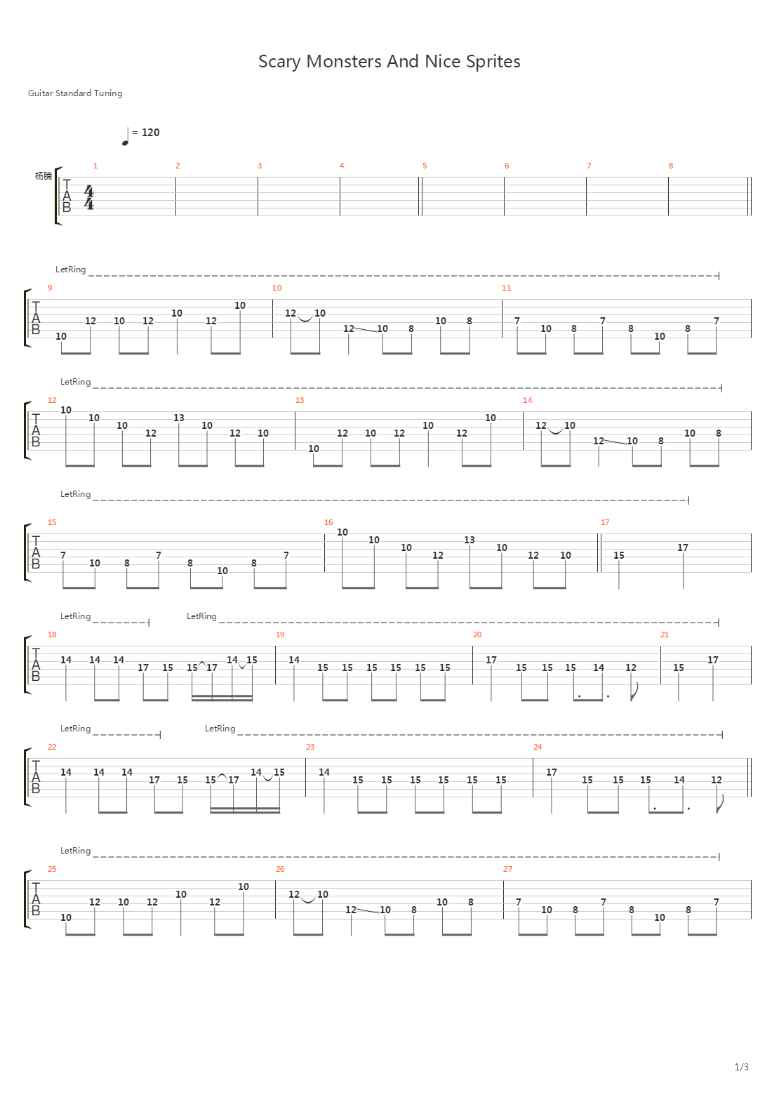 Scary Monsters And Nice Sprites吉他谱