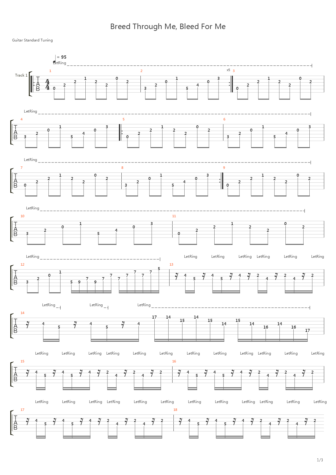 Breed Through Me, Bleed For Me吉他谱