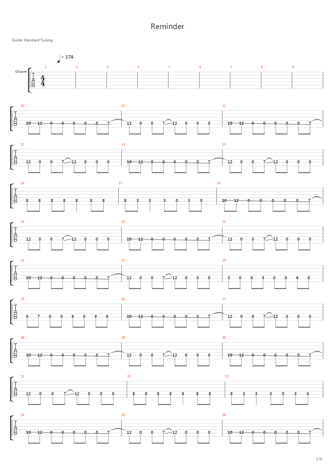 Reminder吉他谱