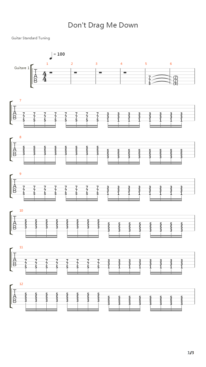 Don't Drag Me Down吉他谱