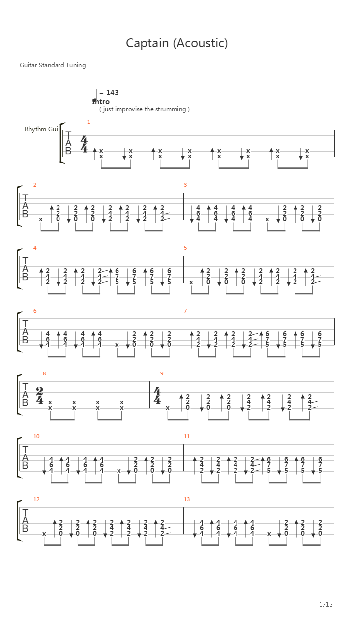 Captain (Million Miles An Hour Acoustic)吉他谱
