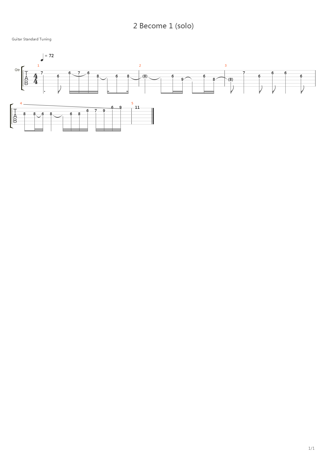 2 Become 1 (solo)吉他谱