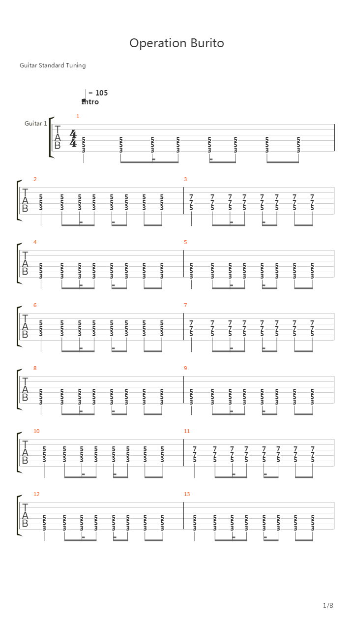 Operation Burito吉他谱
