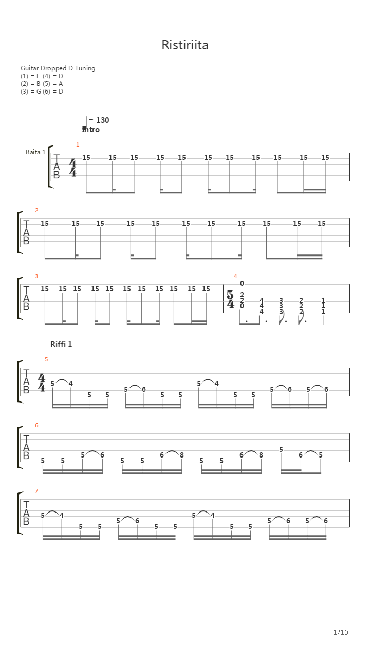 Ristiriita吉他谱