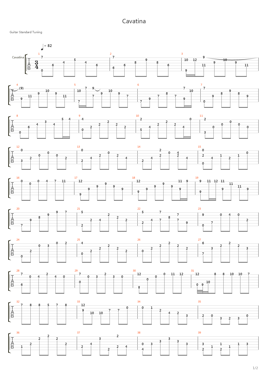 Cavatina (1 Guitar)吉他谱