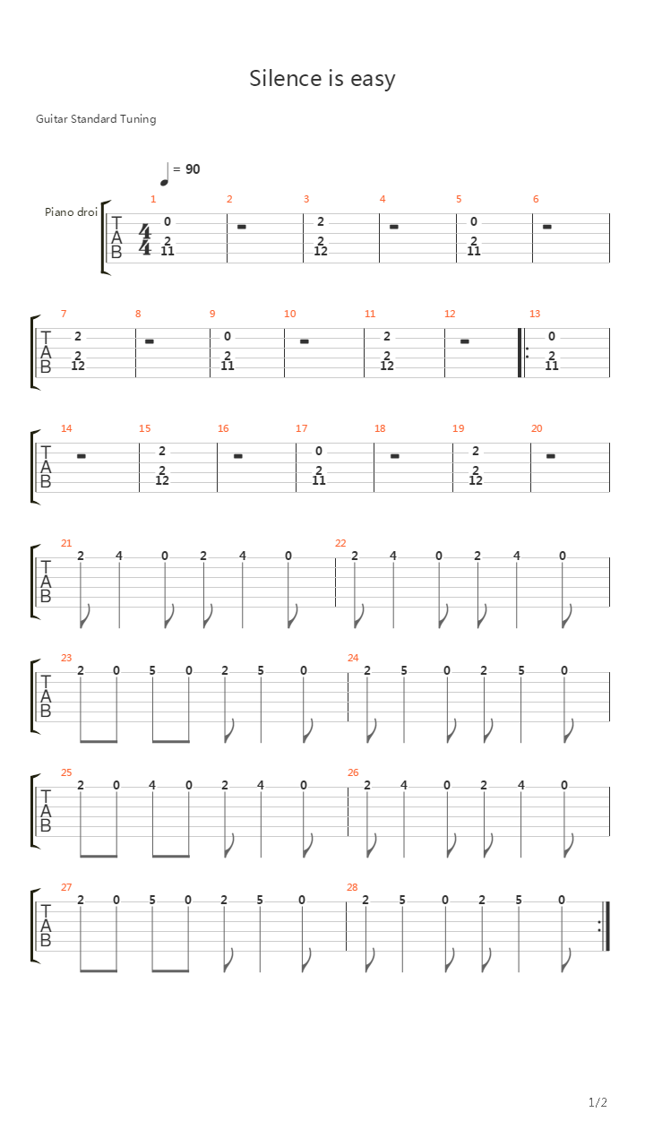 Silence Is Easy吉他谱