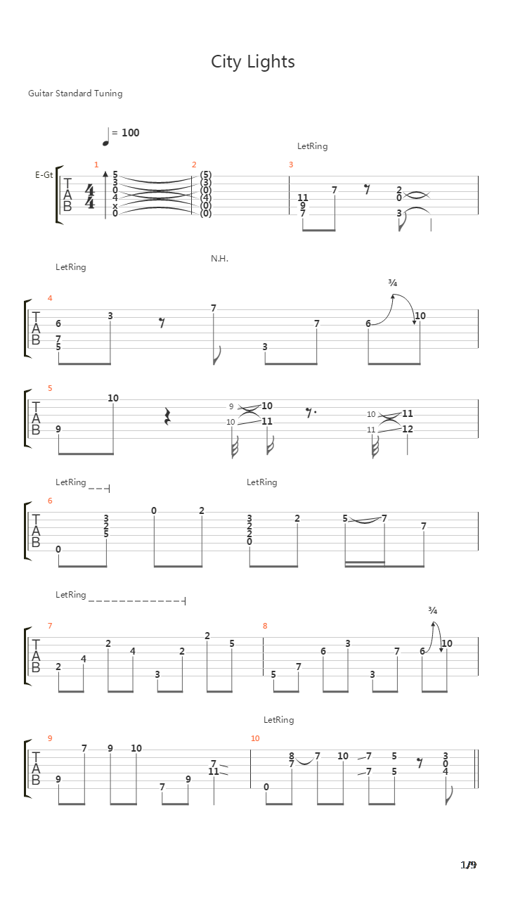 City Lights吉他谱
