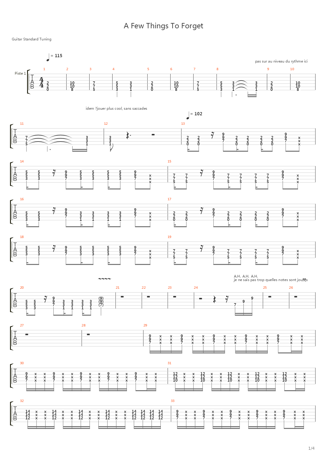 A Few Things To Forget吉他谱