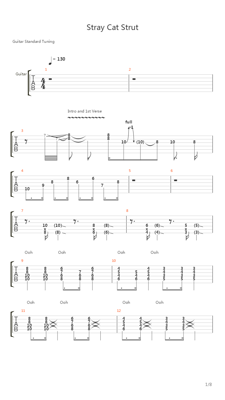 Stray Cat Strut吉他谱
