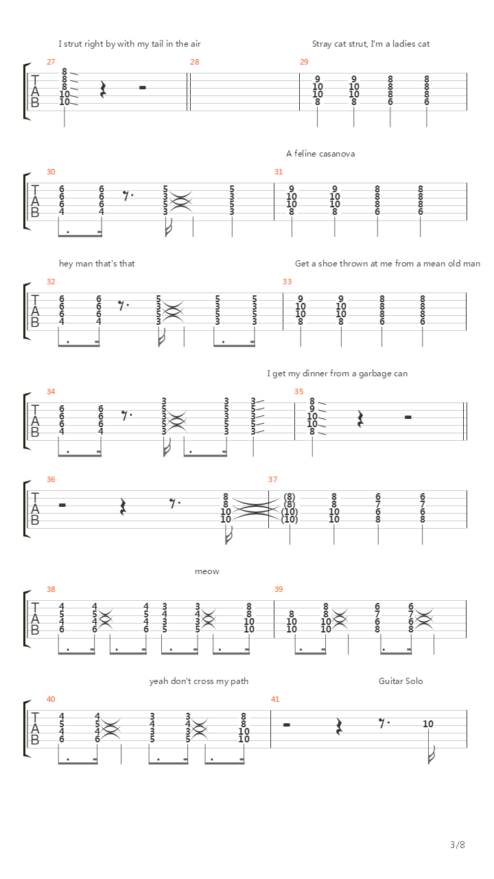 Stray Cat Strut吉他谱