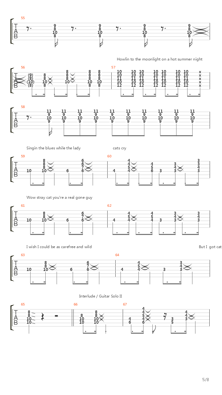 Stray Cat Strut吉他谱