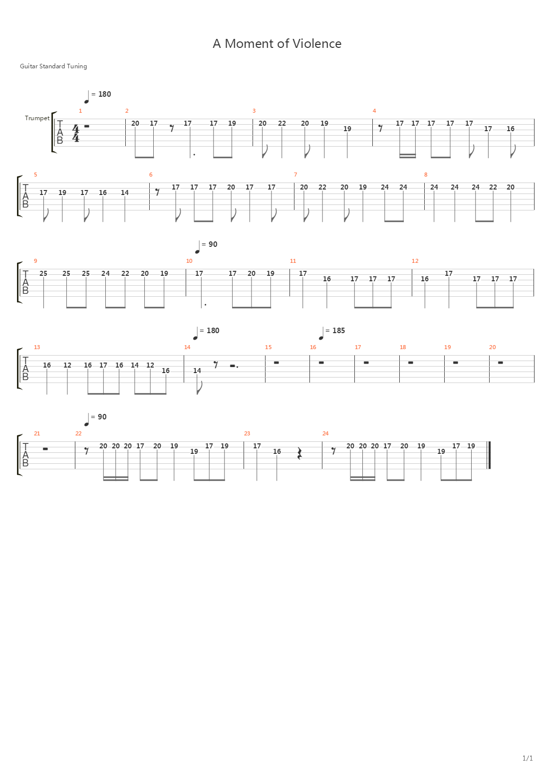 A Moment Of Violence吉他谱