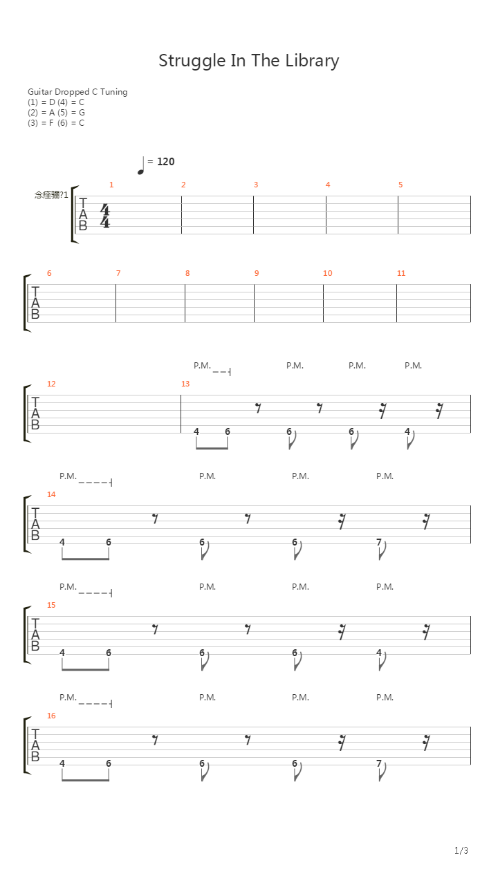 Struggle In The Library吉他谱