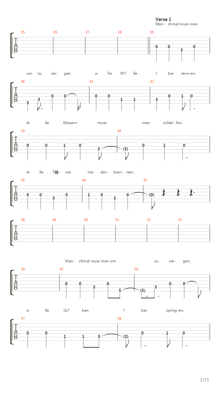 Die Schlacht吉他谱