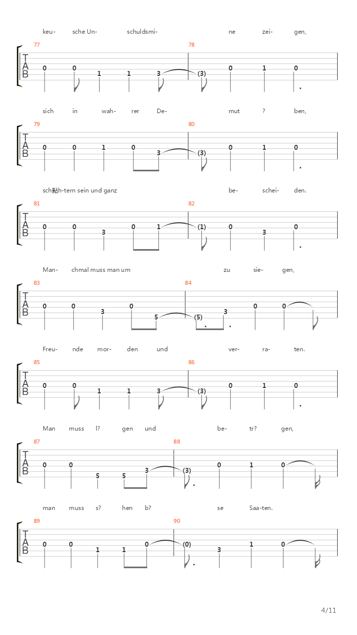 Die Schlacht吉他谱