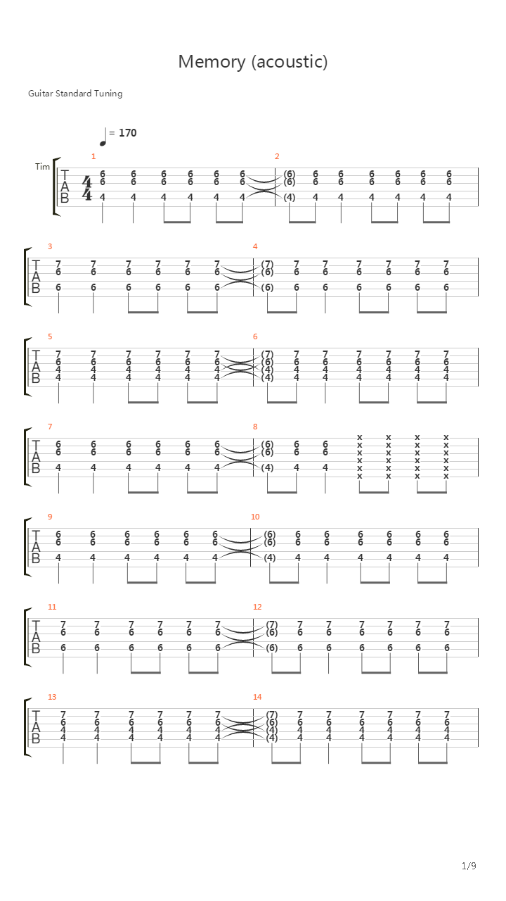 Memory吉他谱