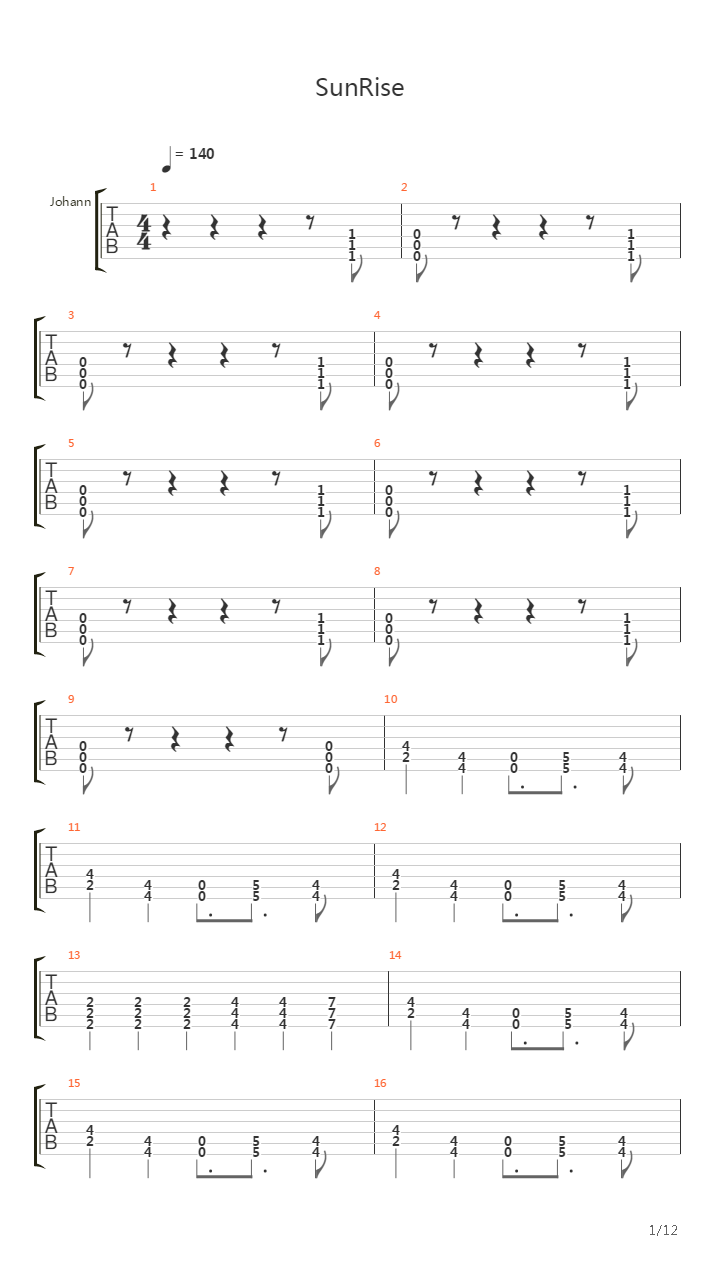 Sun Rise吉他谱