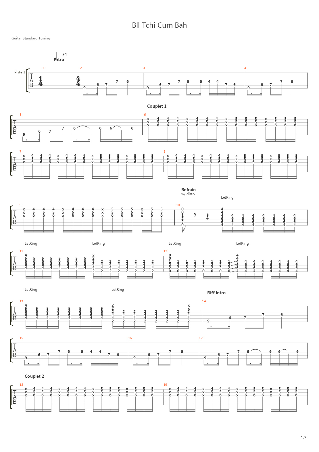 Bll Tchi Cum bah吉他谱