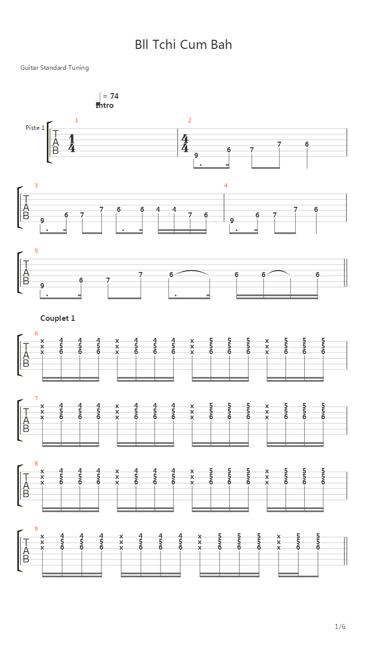 Bll Tchi Cum bah吉他谱