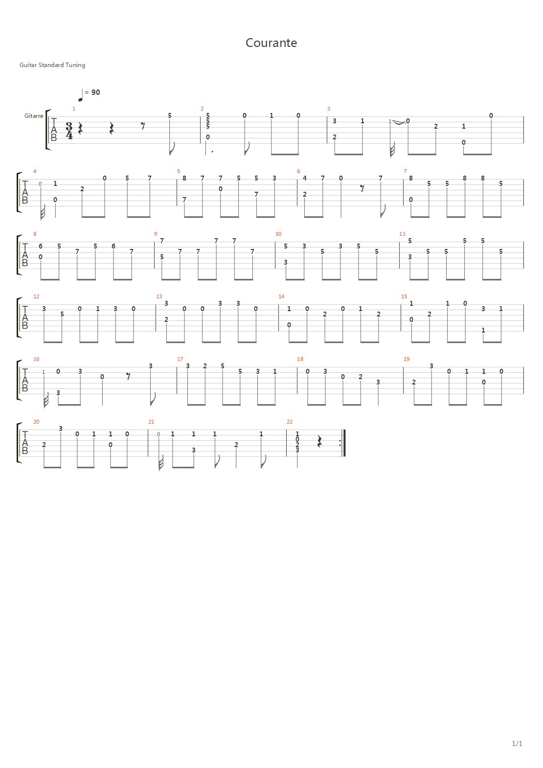 Courante吉他谱