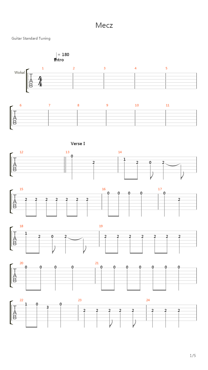 Mecz吉他谱