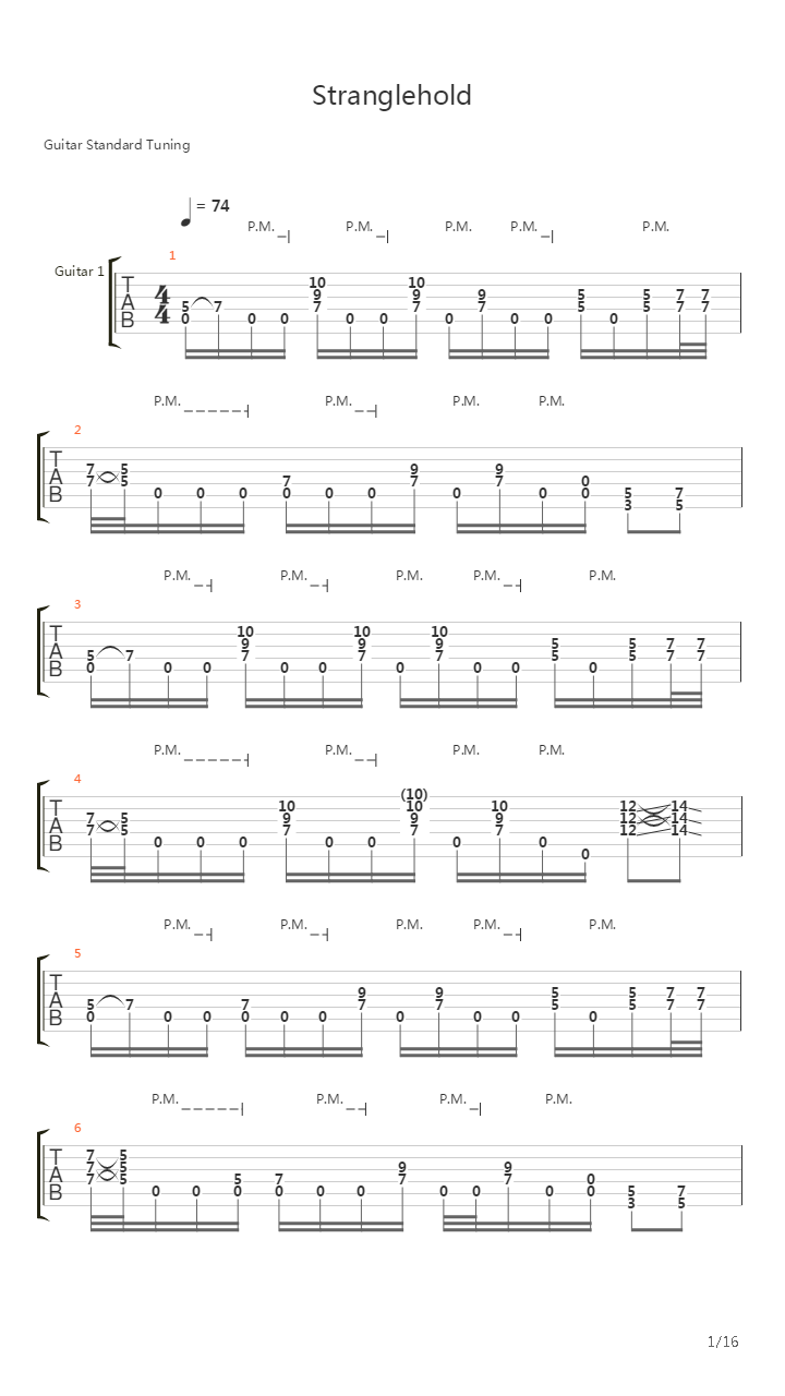 Strangle Hold吉他谱