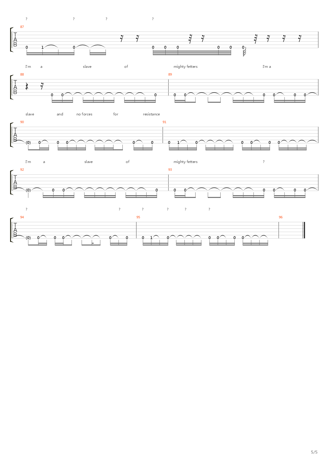 Slave吉他谱